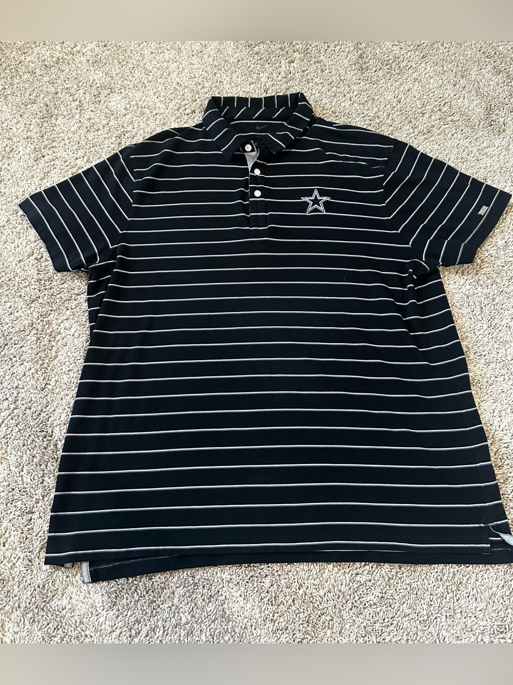 Nike Dallas Cowboys NFL Polo Shirt Mens XL Dri-FIT Striped Golf Top